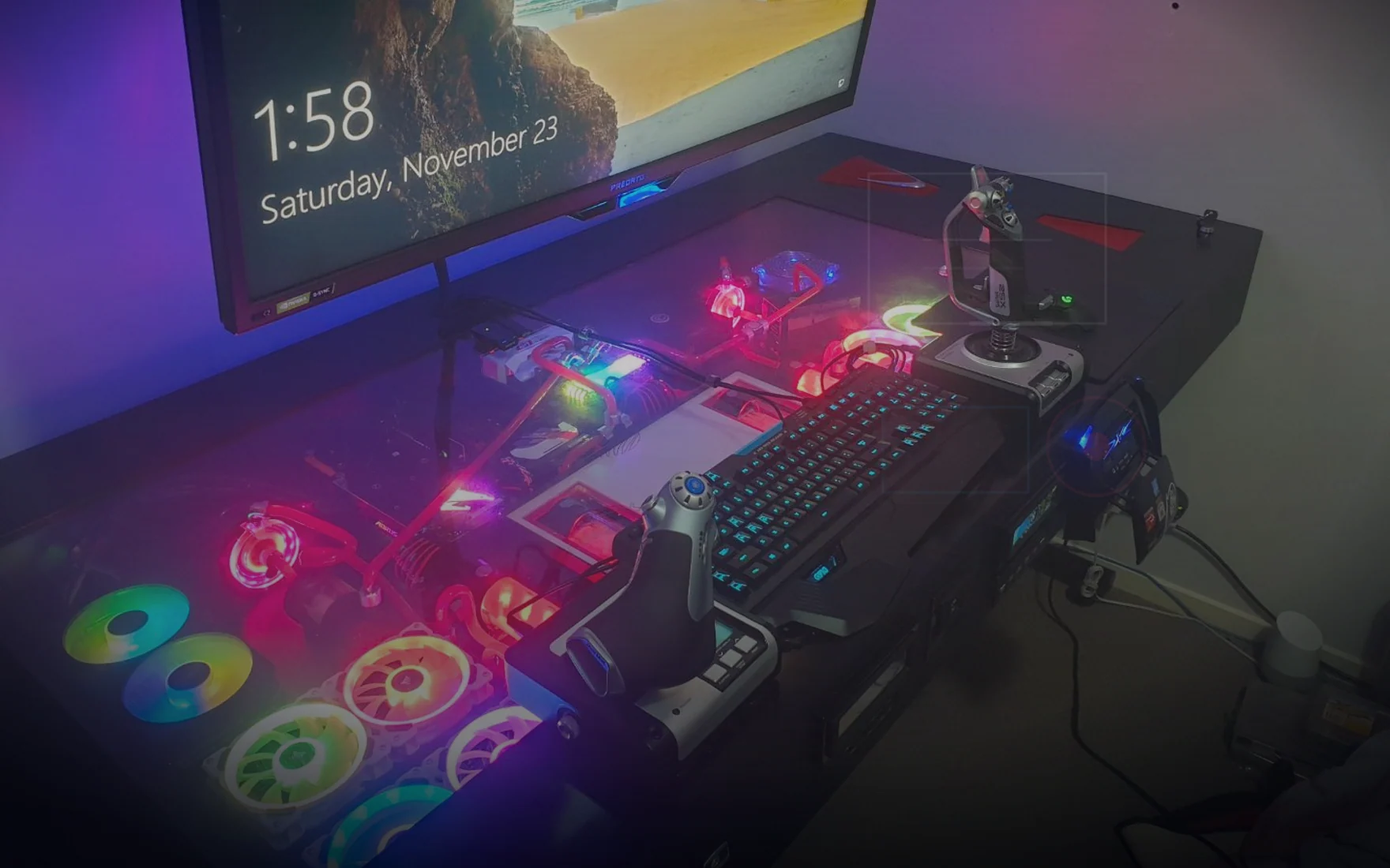 Hardware desk and monitor wall